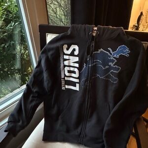 💚 Majestic Detroit Lions Black Zip-Up Hoodie; ‘heavy duty’ zipper and material.